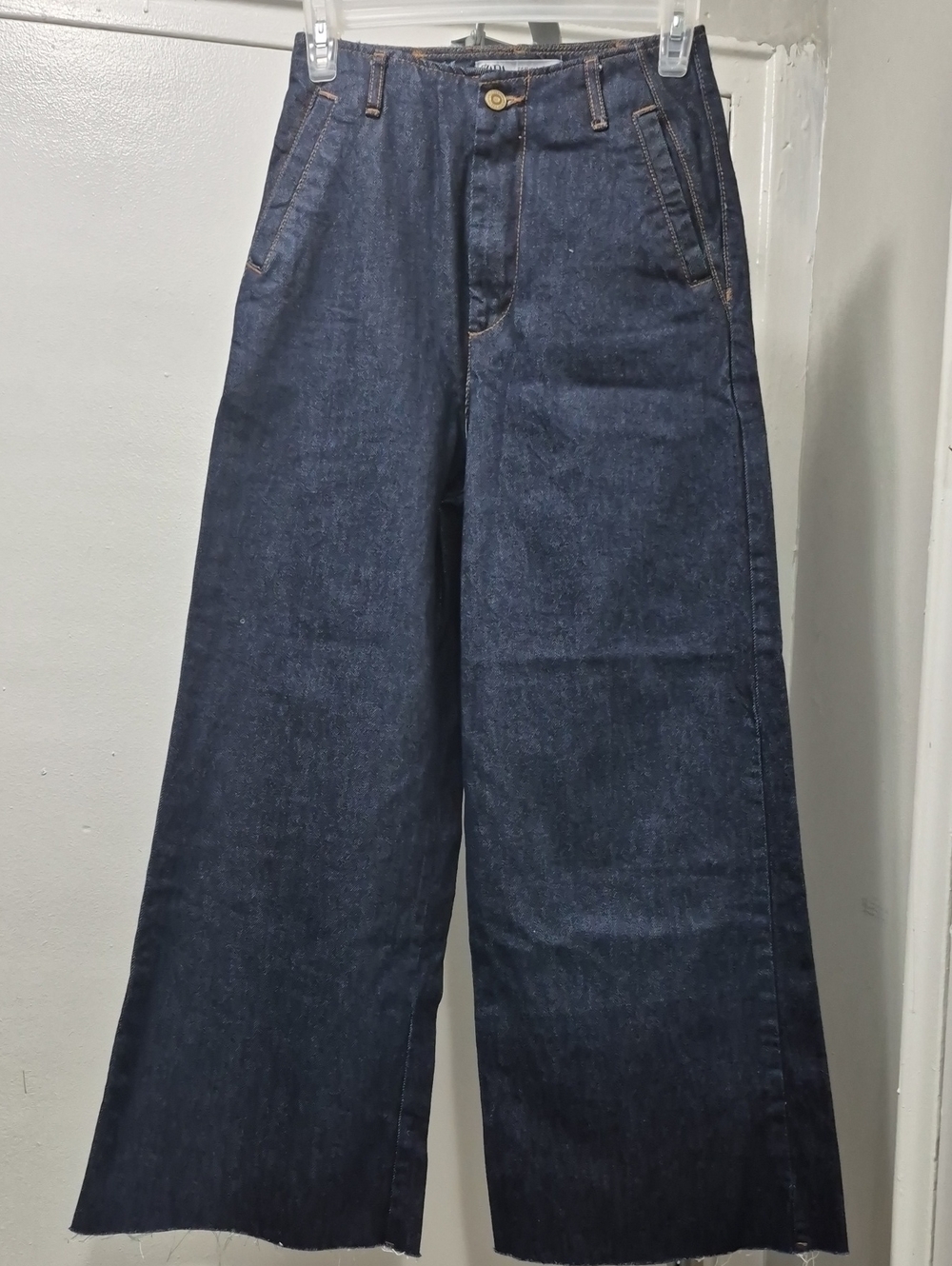 Women's Wide-Leg Dark Blue Denim Jeans